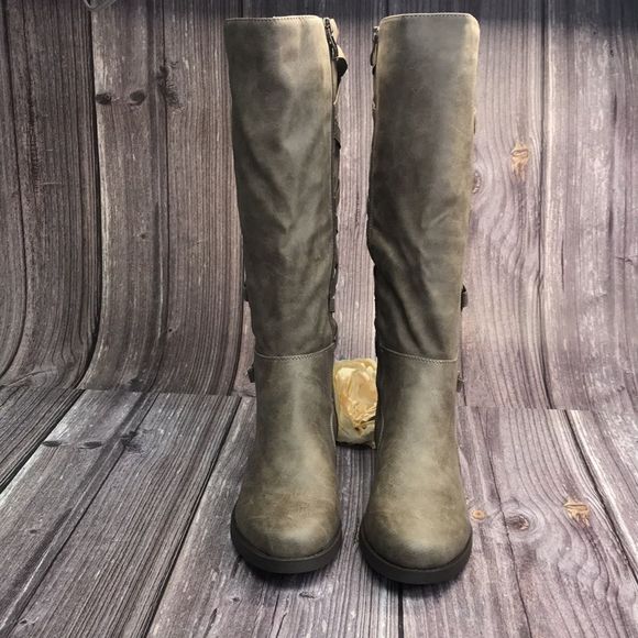 Journee Carly Taupe Vegan Leather Riding Boots 8M - Picture 3 of 11